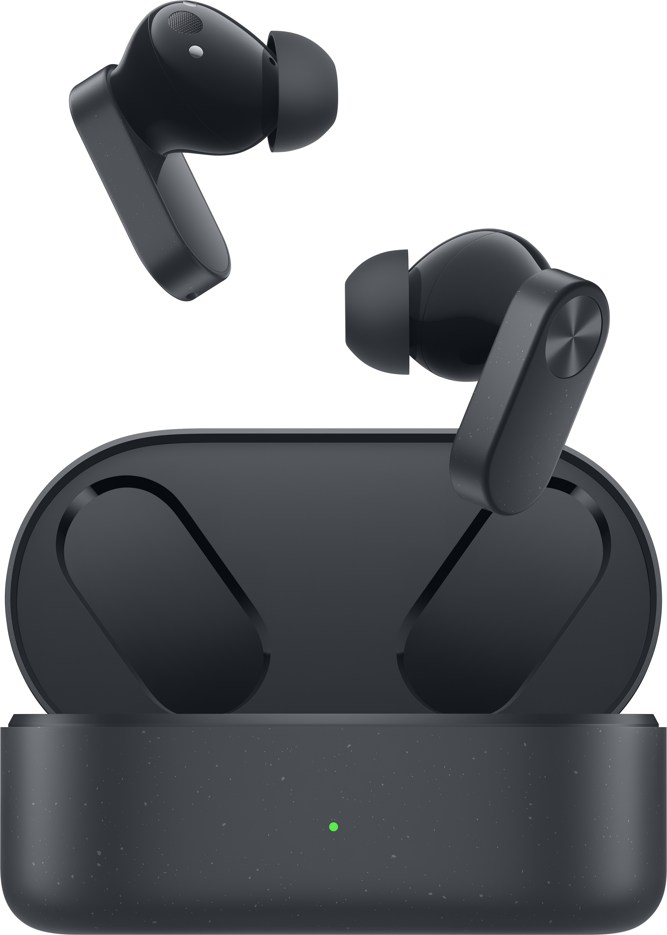 Grey wireless earbuds